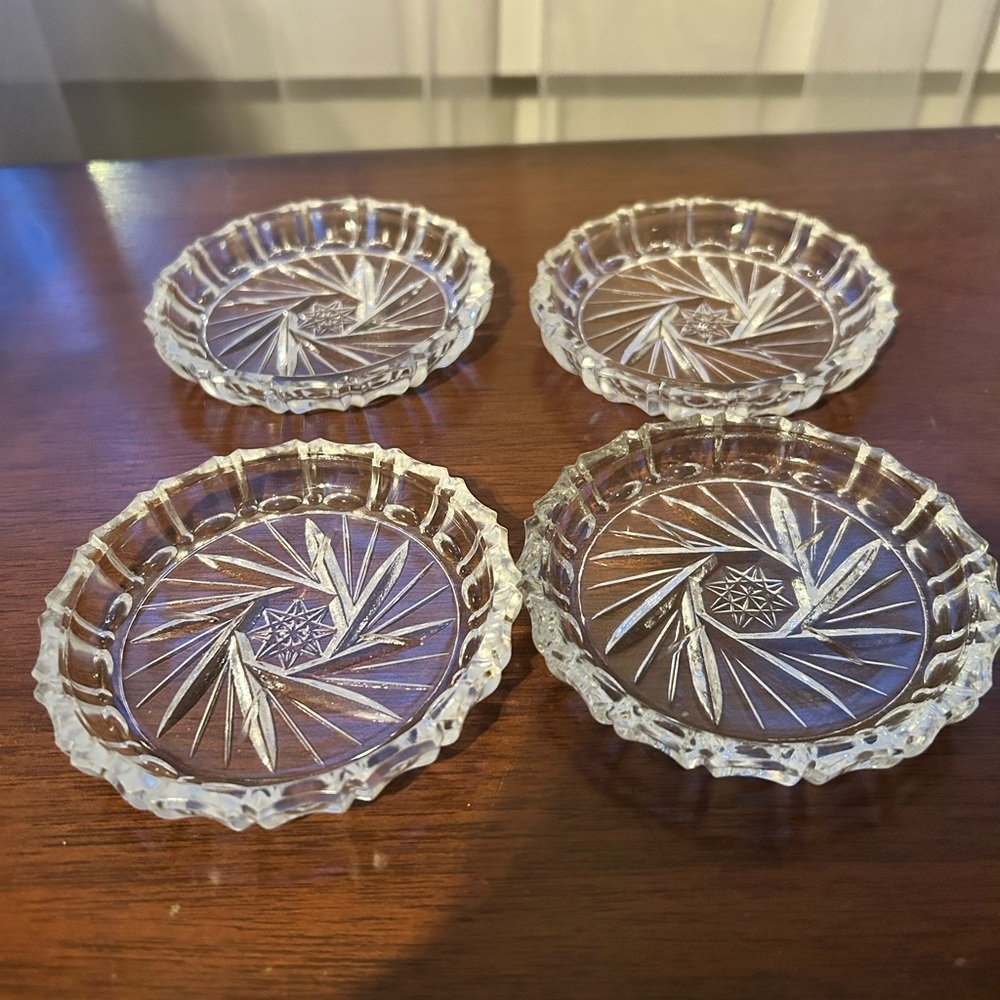 vintage Star of David bohemian crystal coasters- beautiful pinwheel design
